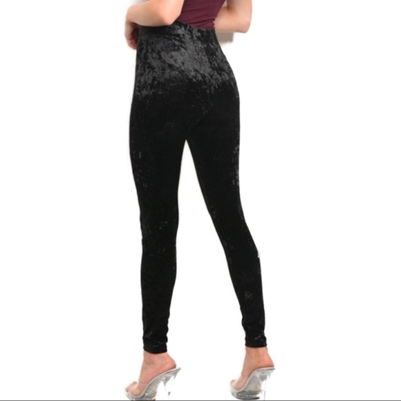 Black Velvet Skinny Leggings - Picture 3 of 3